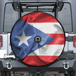 Wrinkled Puerto Rican Flag Print Tire Cover With Camera Hole