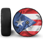 Wrinkled Puerto Rican Flag Print Tire Cover With Camera Hole
