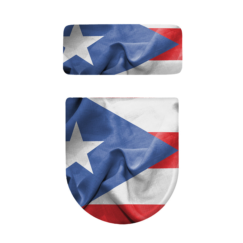 Wrinkled Puerto Rican Flag Print Toilet Lid And Tank Cover Set