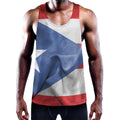 Wrinkled Puerto Rican Flag Print Men's Workout Tank Top