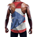 Wrinkled Puerto Rican Flag Print Training Tank Top
