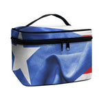 Wrinkled Puerto Rican Flag Print Travel Makeup Bag