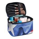 Wrinkled Puerto Rican Flag Print Travel Makeup Bag
