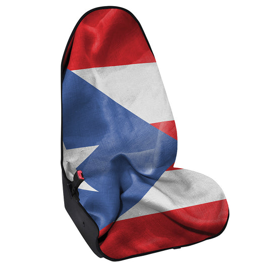 Wrinkled Puerto Rican Flag Print Waterproof Car Seat Cover
