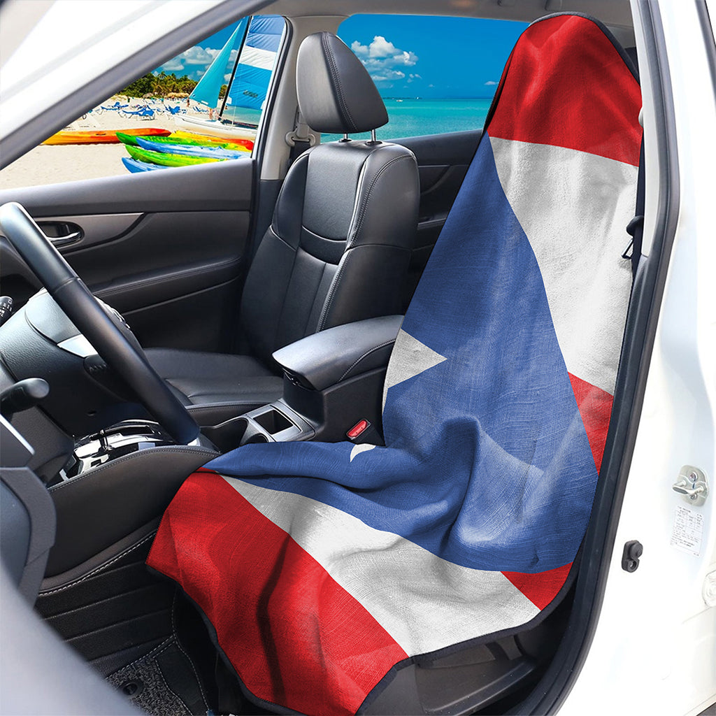 Wrinkled Puerto Rican Flag Print Waterproof Car Seat Cover