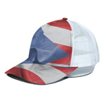 Wrinkled Puerto Rican Flag Print White Mesh Trucker Cap