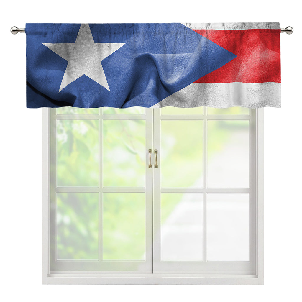 Wrinkled Puerto Rican Flag Print Window Valance
