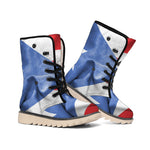 Wrinkled Puerto Rican Flag Print Winter Boots