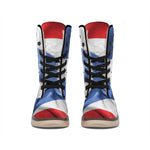 Wrinkled Puerto Rican Flag Print Winter Boots