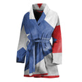 Wrinkled Puerto Rican Flag Print Women's Bathrobe