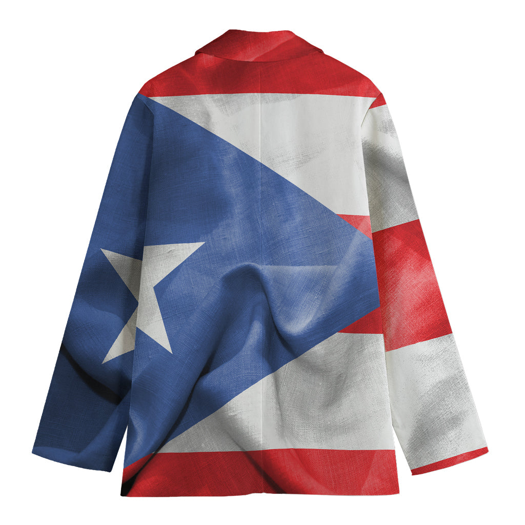 Wrinkled Puerto Rican Flag Print Women's Blazer