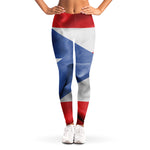 Wrinkled Puerto Rican Flag Print Women's Leggings