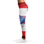 Wrinkled Puerto Rican Flag Print Women's Leggings