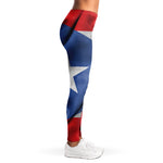 Wrinkled Puerto Rican Flag Print Women's Leggings