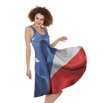 Wrinkled Puerto Rican Flag Print Women's Sleeveless Dress