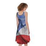 Wrinkled Puerto Rican Flag Print Women's Sleeveless Dress