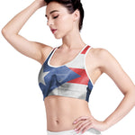 Wrinkled Puerto Rican Flag Print Women's Sports Bra