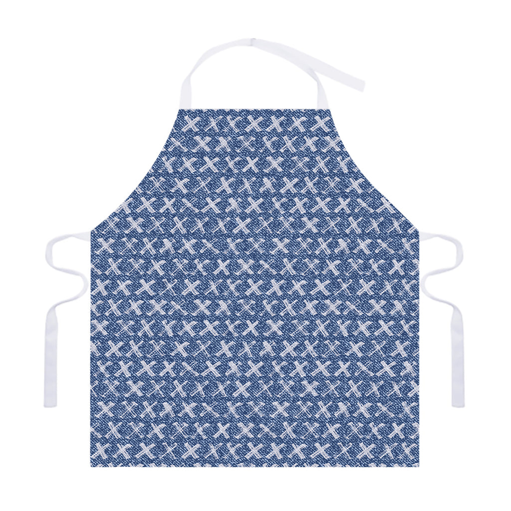 X Cross Denim Jeans Pattern Print Adjustable Apron