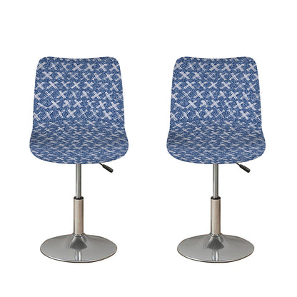 X Cross Denim Jeans Pattern Print Bar Stool Covers