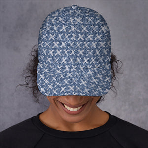 X Cross Denim Jeans Pattern Print Baseball Cap