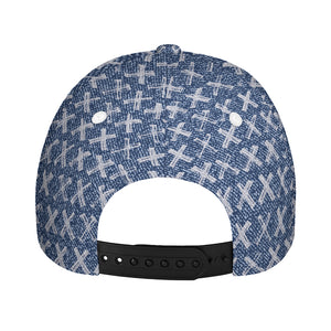 X Cross Denim Jeans Pattern Print Baseball Cap