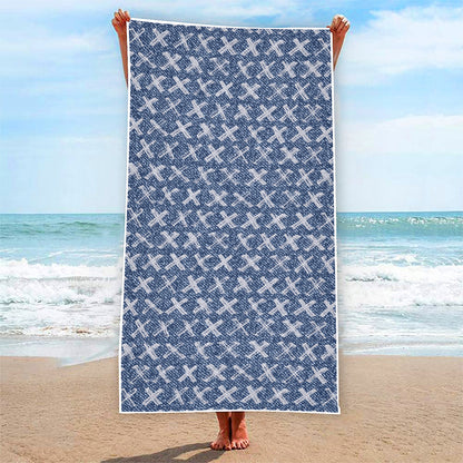 X Cross Denim Jeans Pattern Print Beach Towel