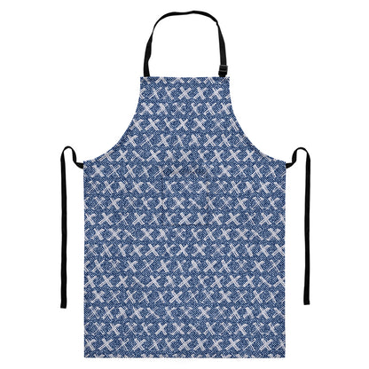 X Cross Denim Jeans Pattern Print Bib Apron With Pocket
