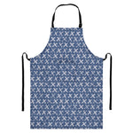 X Cross Denim Jeans Pattern Print Bib Apron With Pocket