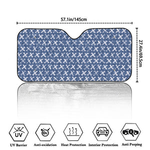 X Cross Denim Jeans Pattern Print Car Windshield Sun Shade