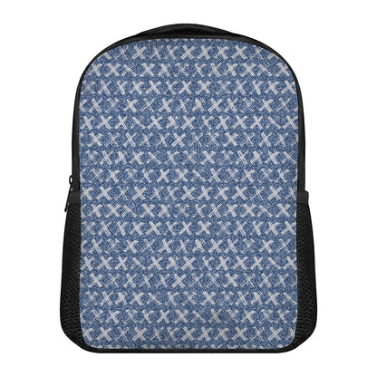 X Cross Denim Jeans Pattern Print Casual Backpack