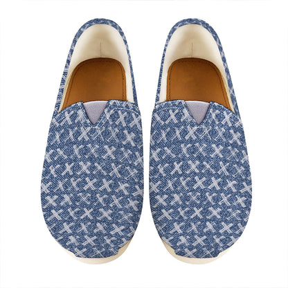 X Cross Denim Jeans Pattern Print Casual Shoes