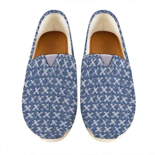 X Cross Denim Jeans Pattern Print Casual Shoes