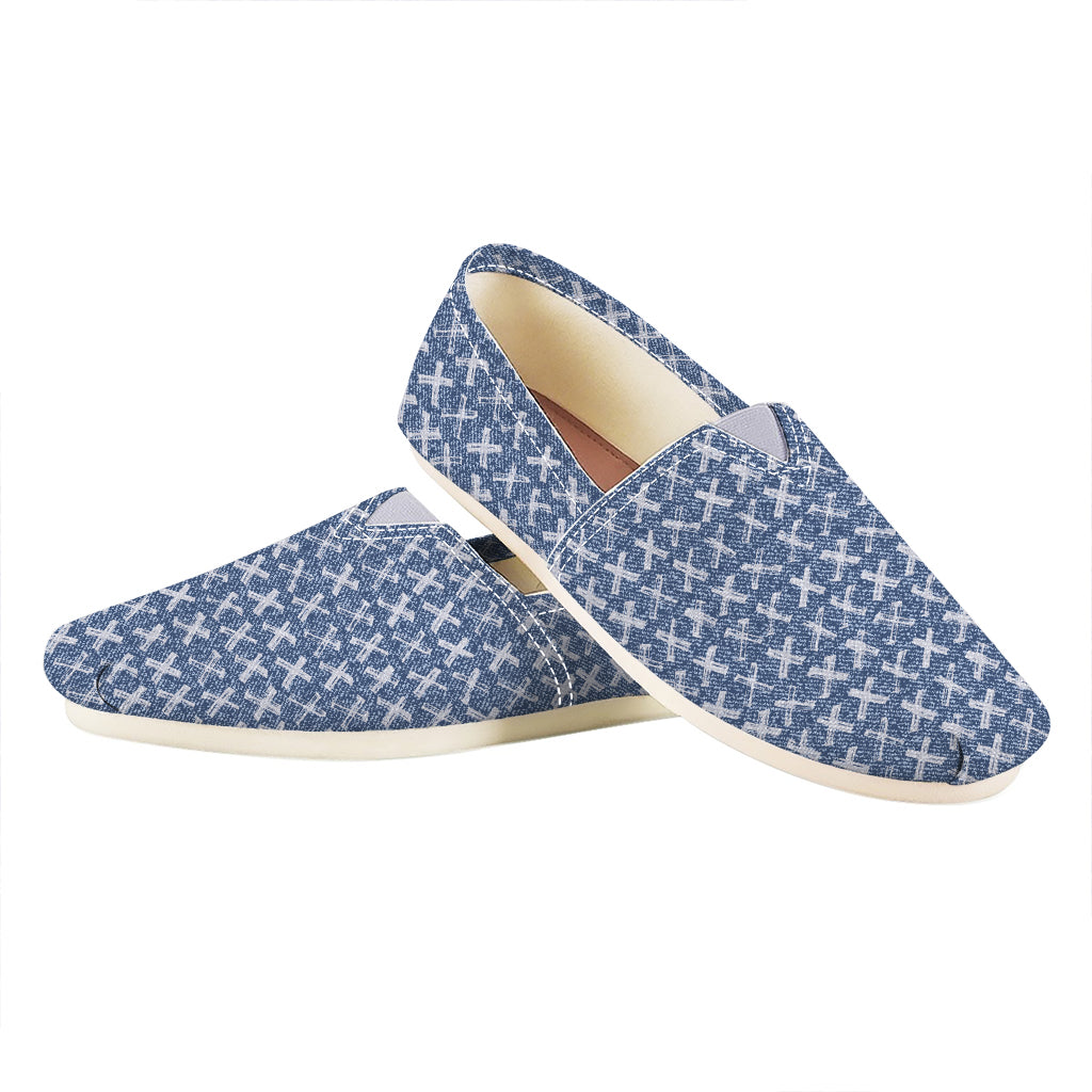 X Cross Denim Jeans Pattern Print Casual Shoes
