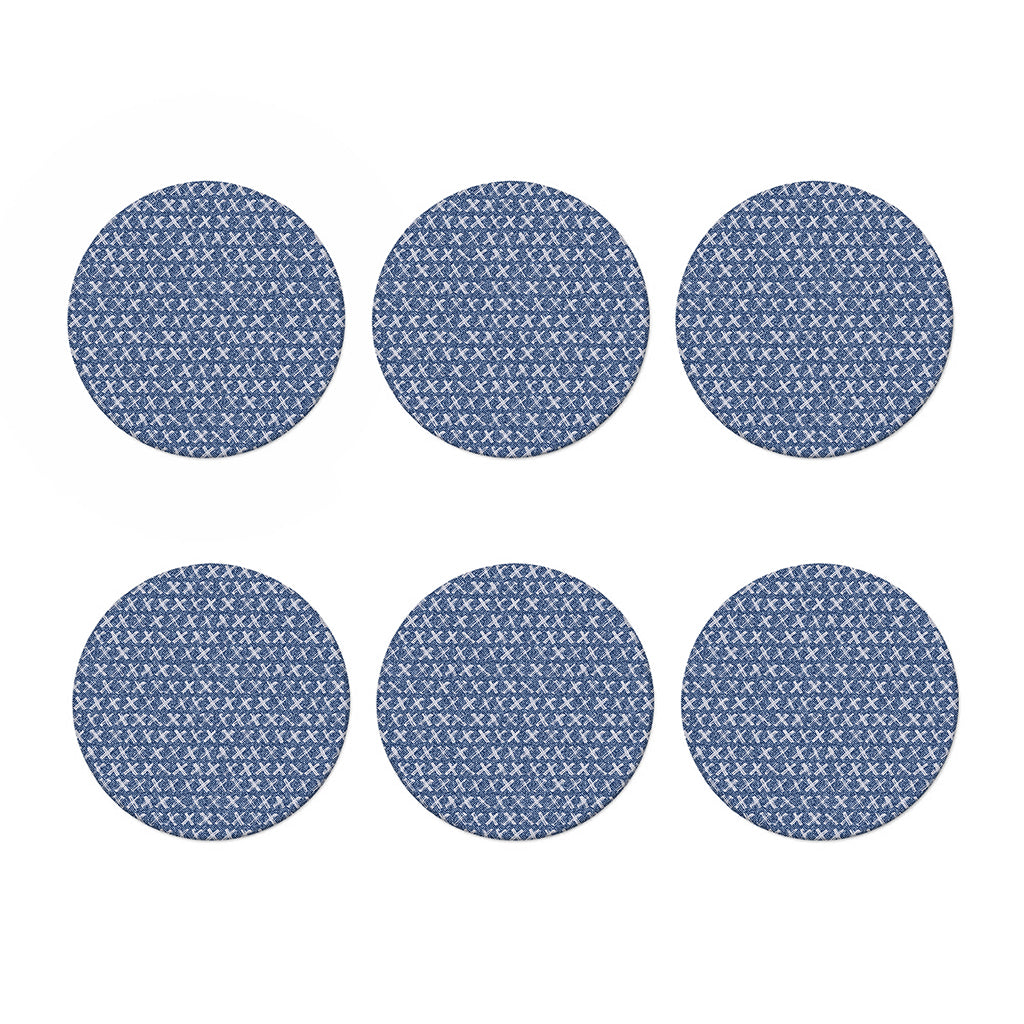 X Cross Denim Jeans Pattern Print Coaster Set