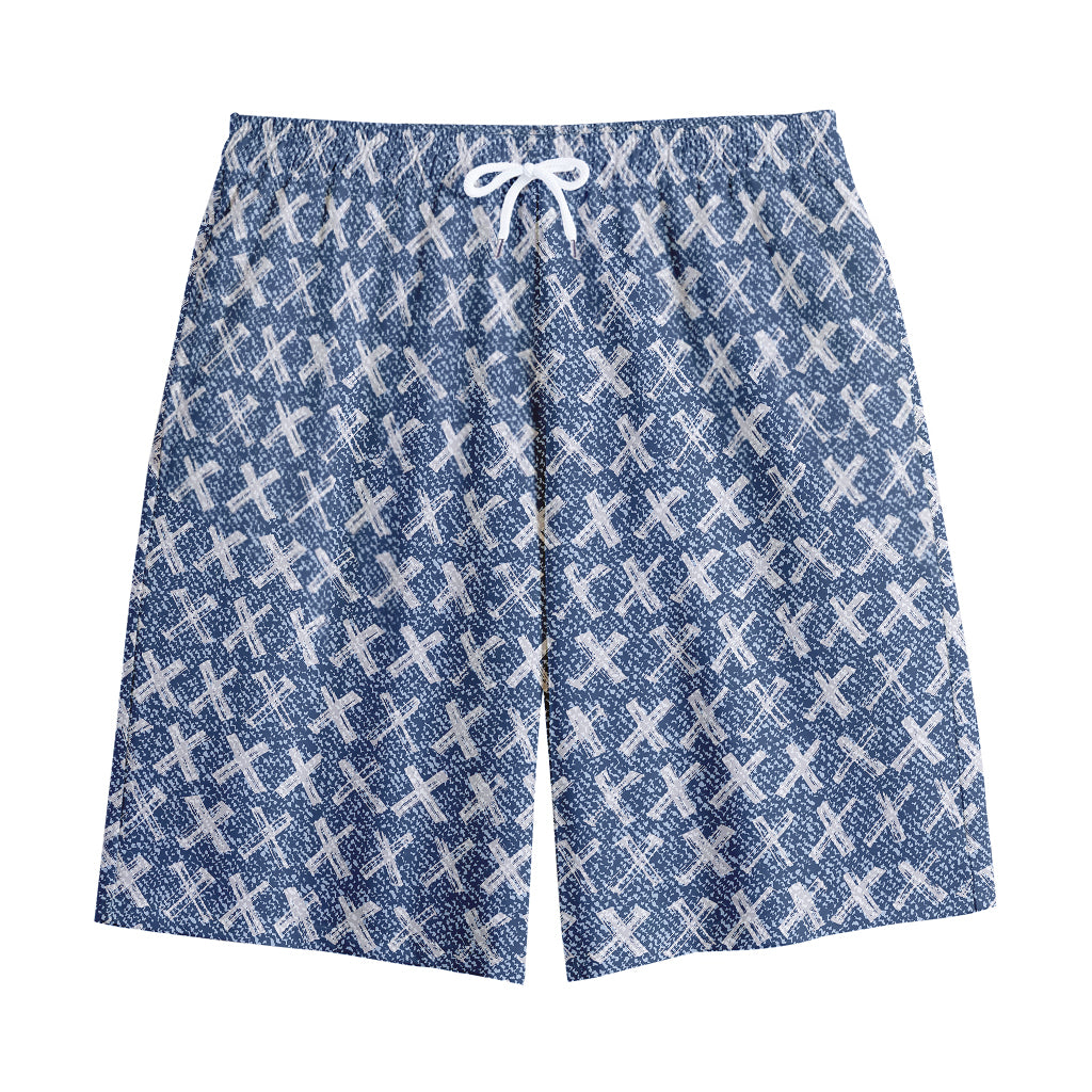 X Cross Denim Jeans Pattern Print Cotton Shorts