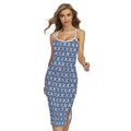 X Cross Denim Jeans Pattern Print Cross Back Cami Dress