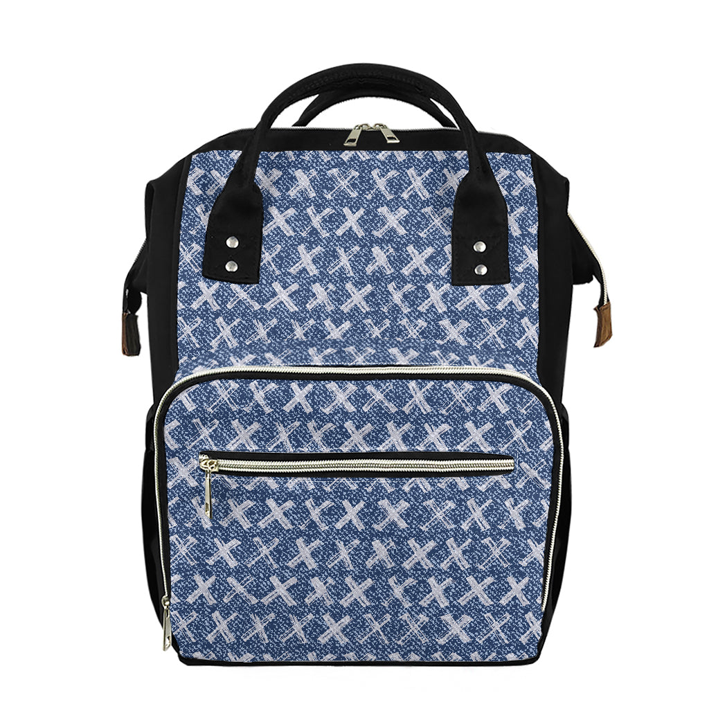 X Cross Denim Jeans Pattern Print Diaper Bag