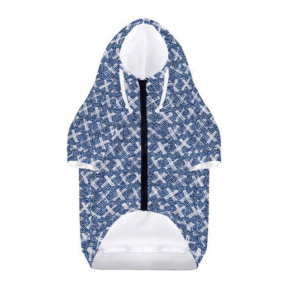 X Cross Denim Jeans Pattern Print Dog Zip Up Hoodie