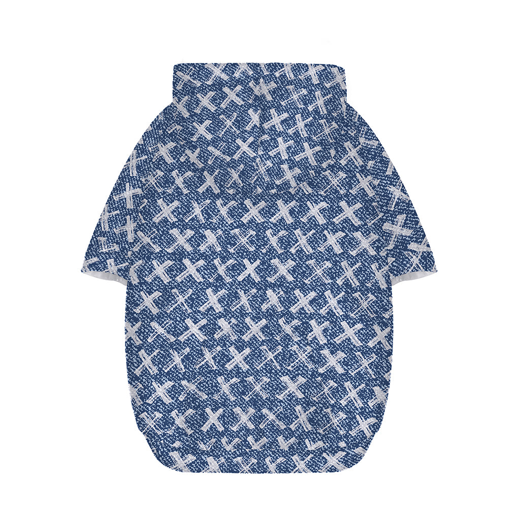 X Cross Denim Jeans Pattern Print Dog Zip Up Hoodie