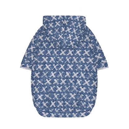 X Cross Denim Jeans Pattern Print Dog Zip Up Hoodie