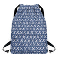 X Cross Denim Jeans Pattern Print Drawstring Backpack