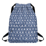 X Cross Denim Jeans Pattern Print Drawstring Backpack