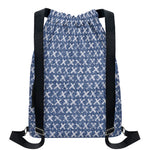 X Cross Denim Jeans Pattern Print Drawstring Backpack