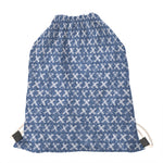 X Cross Denim Jeans Pattern Print Drawstring Bag
