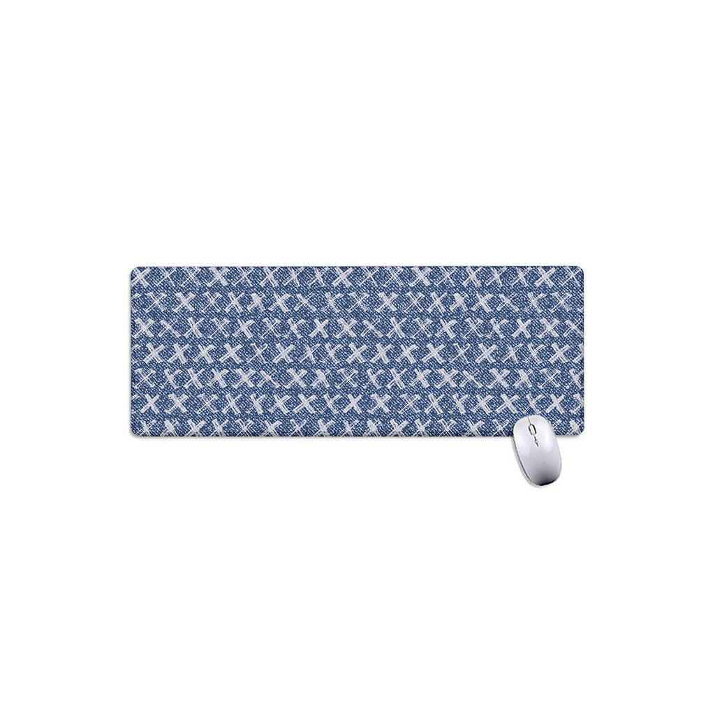 X Cross Denim Jeans Pattern Print Extended Mouse Pad