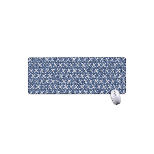 X Cross Denim Jeans Pattern Print Extended Mouse Pad