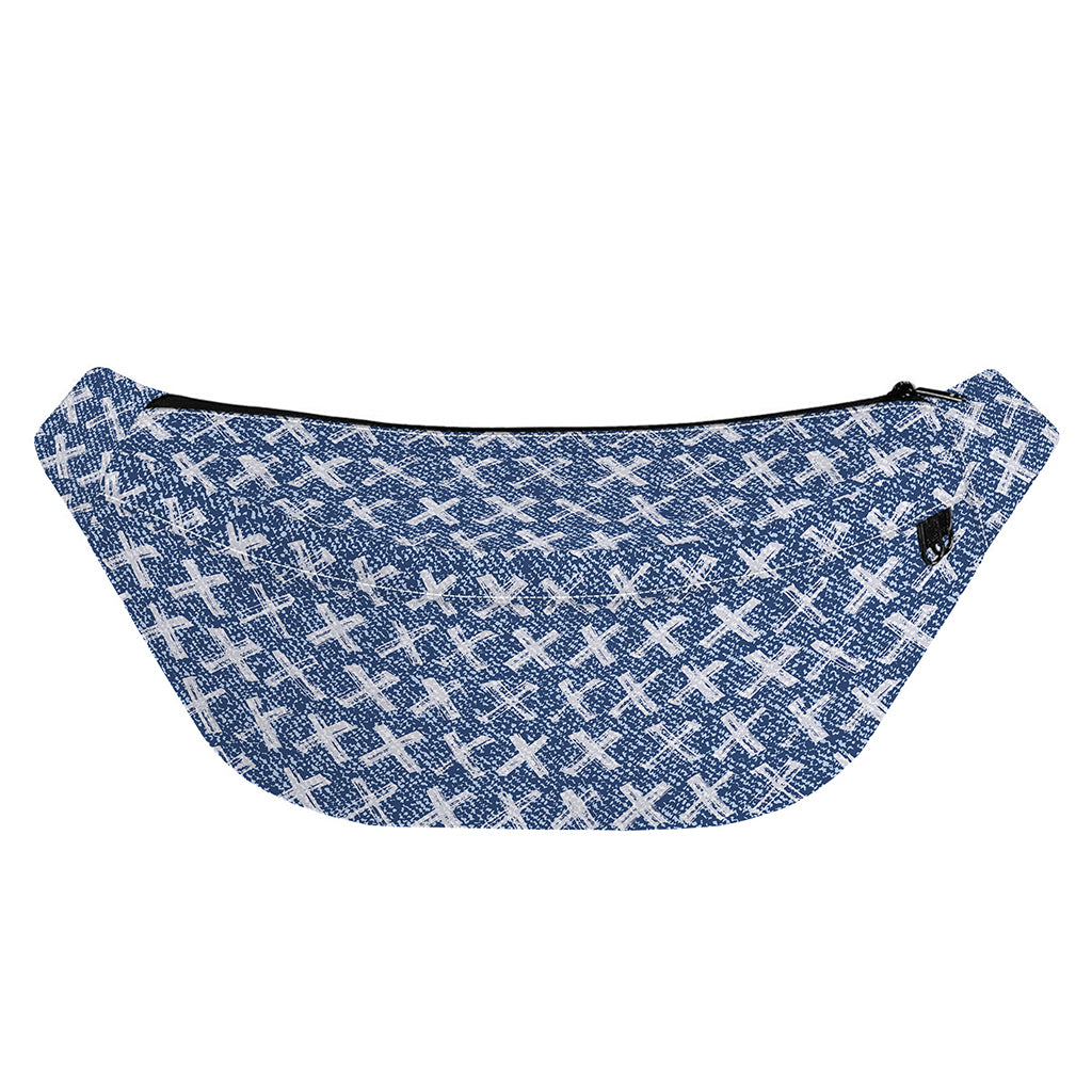 X Cross Denim Jeans Pattern Print Fanny Pack