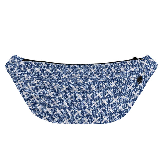 X Cross Denim Jeans Pattern Print Fanny Pack