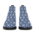 X Cross Denim Jeans Pattern Print Flat Ankle Boots