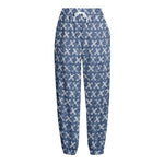 X Cross Denim Jeans Pattern Print Fleece Lined Knit Pants